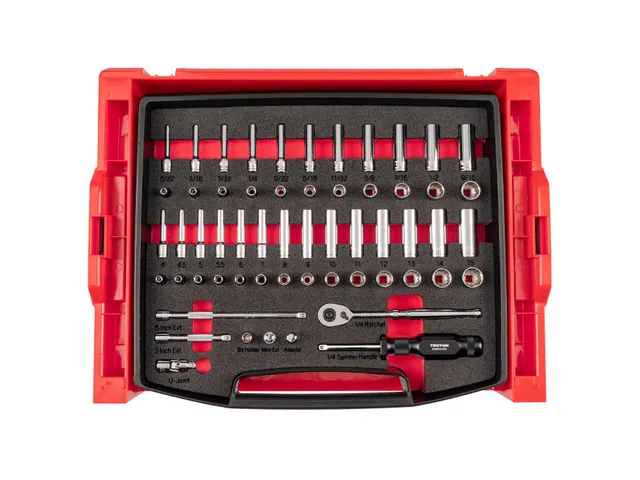 tekton-olb94304-1-4-inch-drive-12-point-socket-and-ratchet-set-58-piece-sae-and- image 1