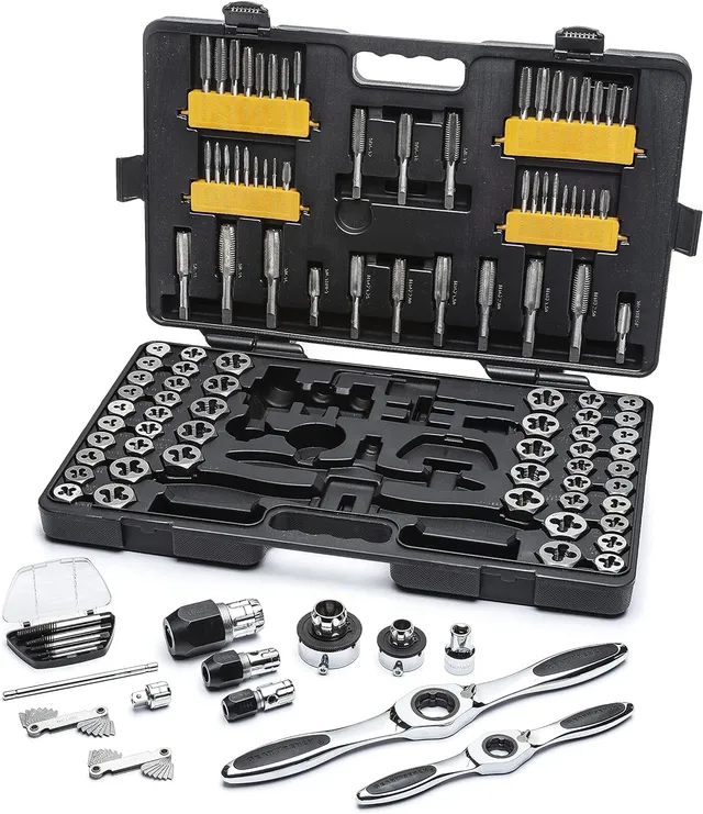 gearwrench-82812-114-piece-ratcheting-tap-and-die-set-sae-metric-with-5-ratcheti image 1