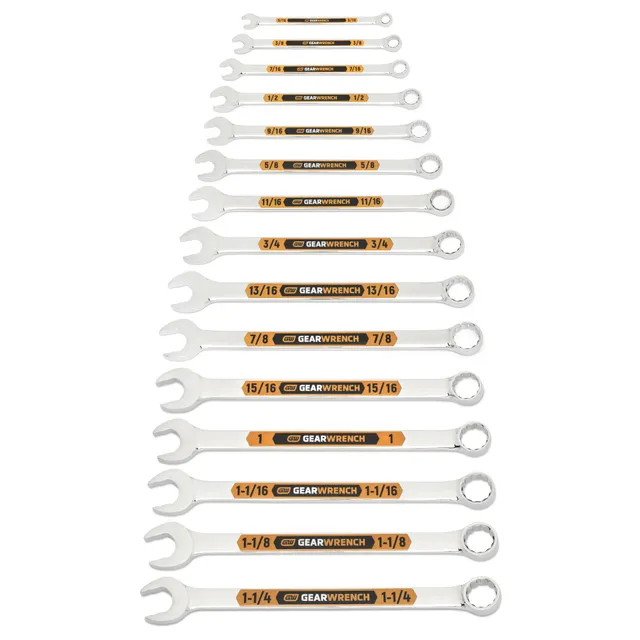 gearwrench-81918h-15-piece-12-point-sae-hi-viz-long-pattern-combination-wrench-s image 1
