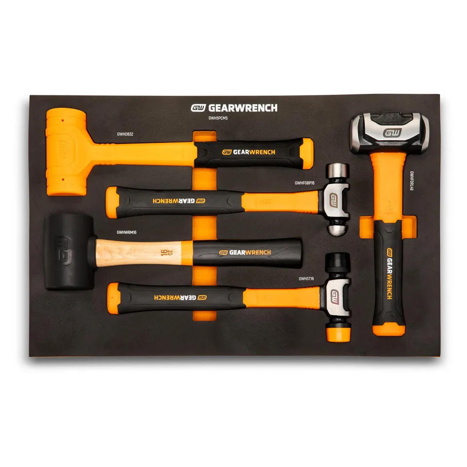 gearwrench-gwh5pcms-5-piece-mixed-hammer-set-with-rubber-mallet-soft-tip-dead-bl image 1