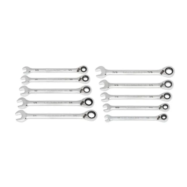 gearwrench-86658-10-piece-90-tooth-12-point-sae-reversible-ratcheting-wrench-set image 1