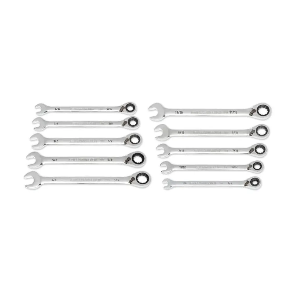 gearwrench-86658-10-piece-90-tooth-12-point-sae-reversible-ratcheting-wrench-set image 1