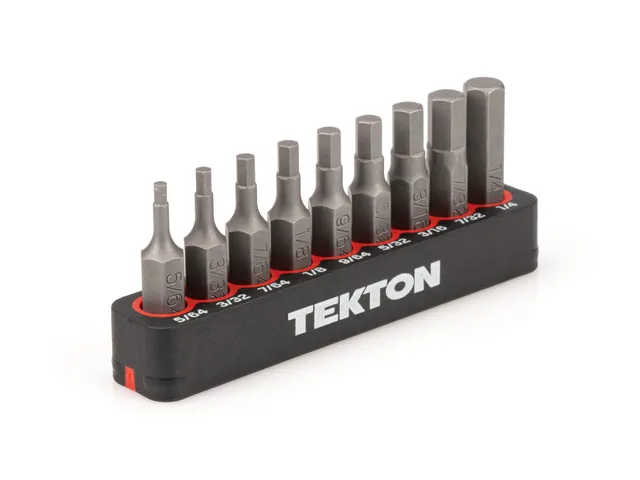 tekton-1-4-inch-hex-bit-set-with-rail-9-piece-5-64-1-4-in-30-mm-extra-length-bit image 1