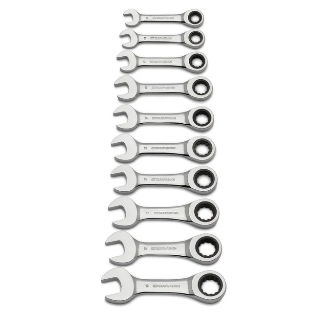 gearwrench-9520d-10-piece-12-point-stubby-ratcheting-combination-wrench-set-metr image 1