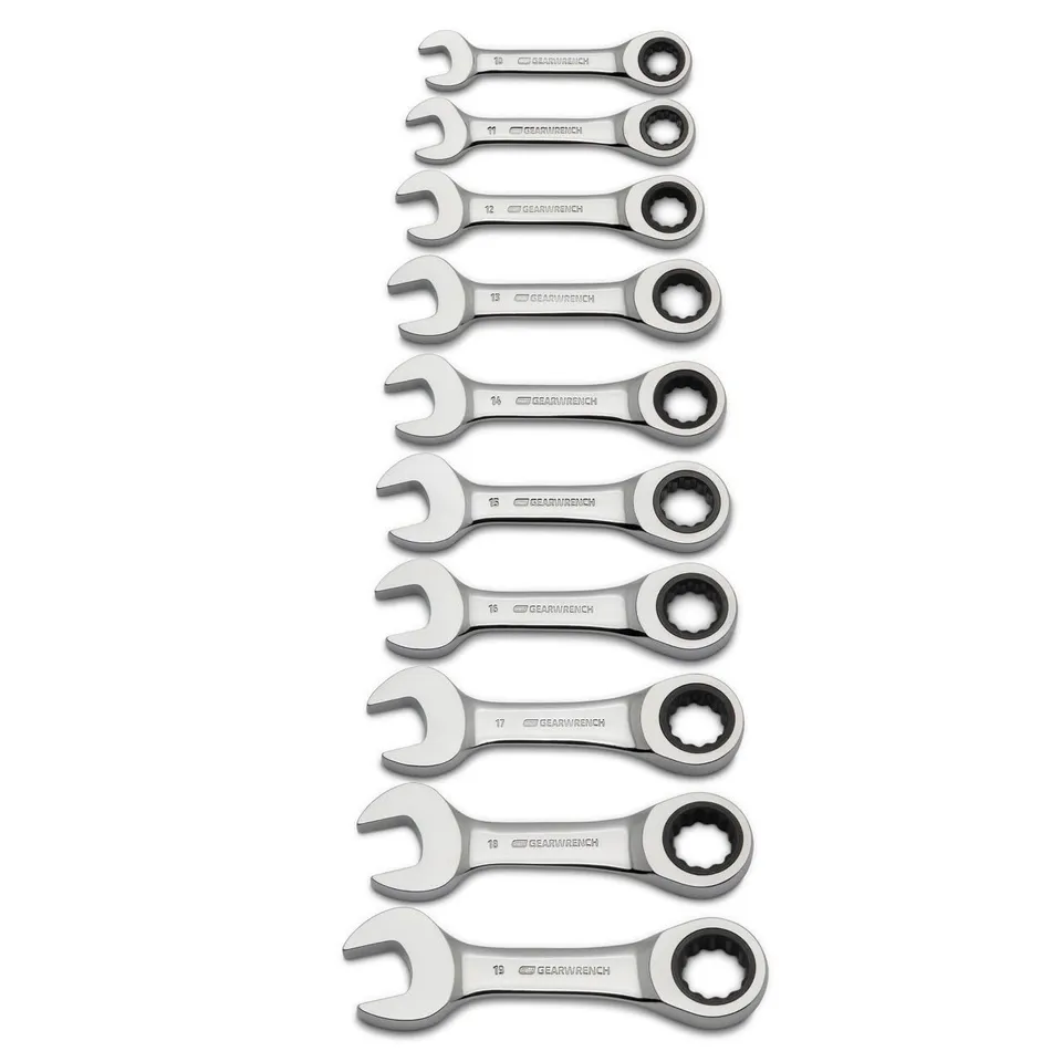 gearwrench-9520d-10-piece-12-point-stubby-ratcheting-combination-wrench-set-metr image 1