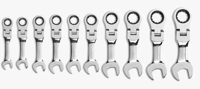 gearwrench-9550-10-pc-12-pt-stubby-flex-head-ratcheting-combination-wrench-set-m image 1