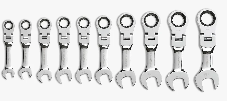 gearwrench-9550-10-pc-12-pt-stubby-flex-head-ratcheting-combination-wrench-set-m image 1