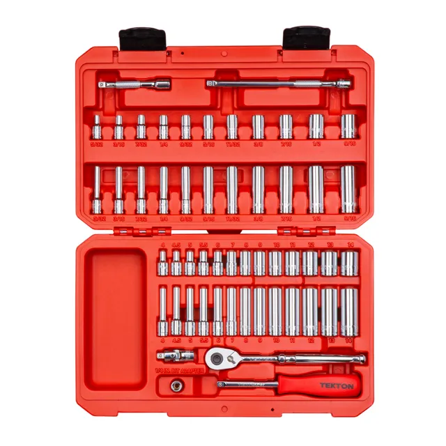 tekton-skt05302-1-4-inch-drive-12-point-socket-and-ratchet-set-55-piece-5-32-9-1 image 1