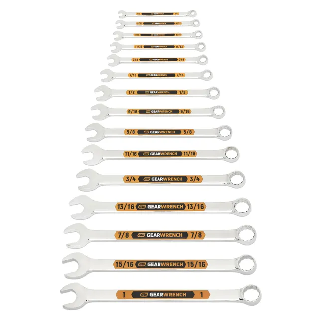 gearwrench-81901h-15-piece-sae-hi-viz-long-pattern-combination-wrench-set image 1