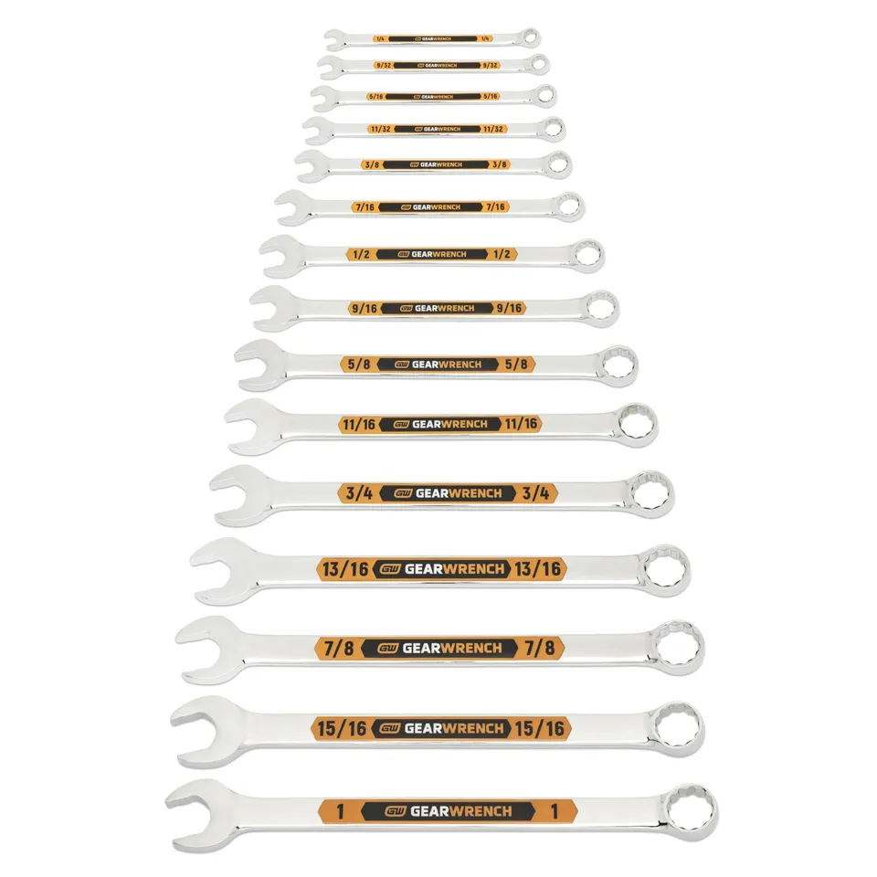 gearwrench-81901h-15-piece-sae-hi-viz-long-pattern-combination-wrench-set image 1