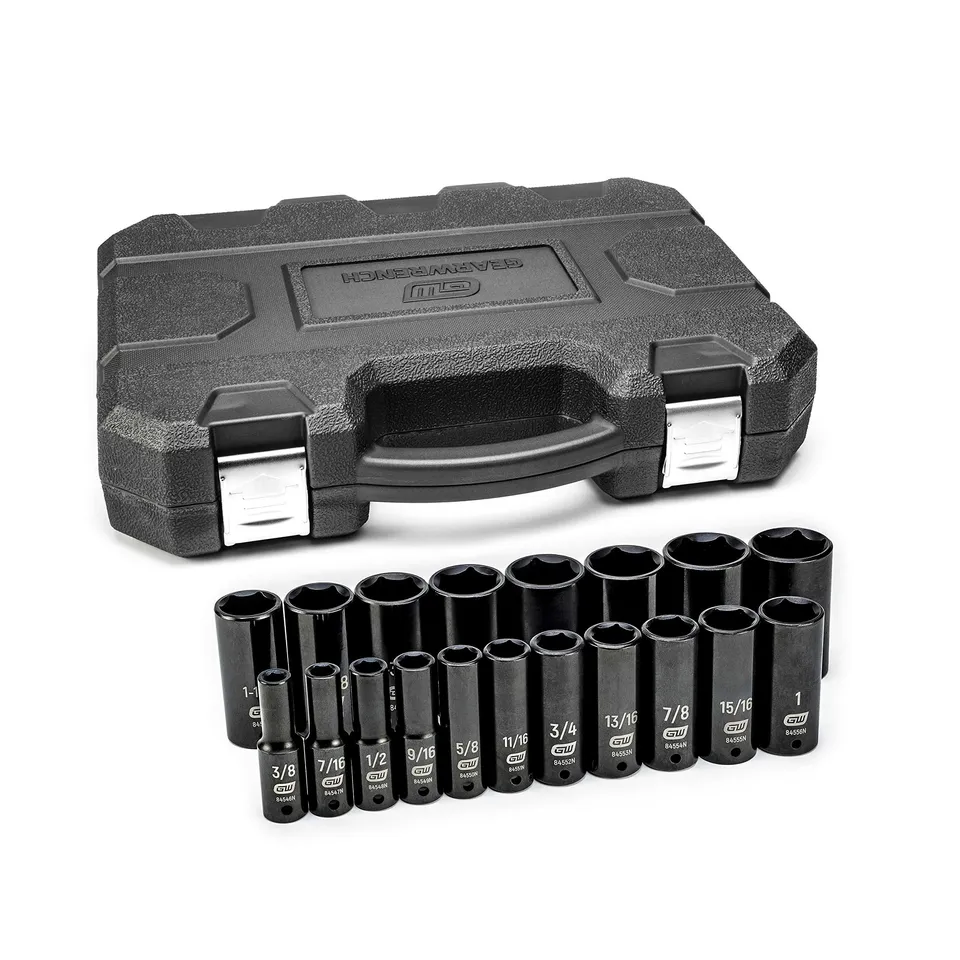 gearwrench-84934n-19-pc-1-2-drive-6-point-deep-impact-socket-set-sae-cr-mo-steel image 1