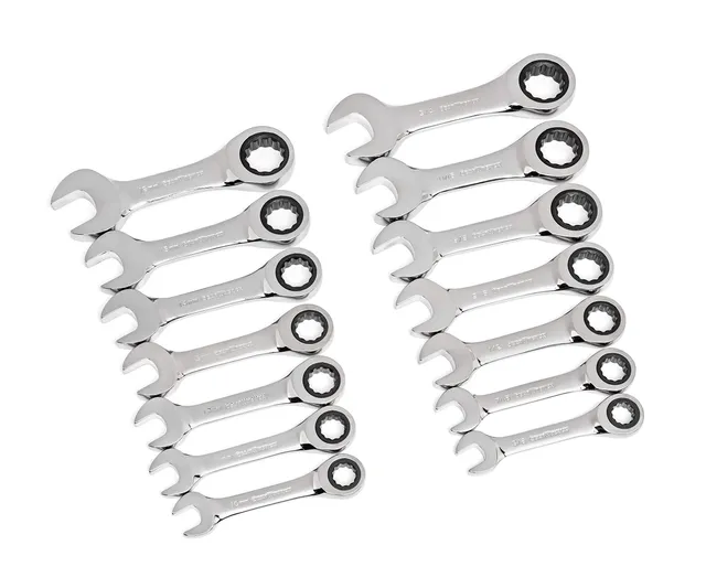 gearwrench-85206-14-pc-12-point-stubby-ratcheting-combination-wrench-set-sae-met image 1