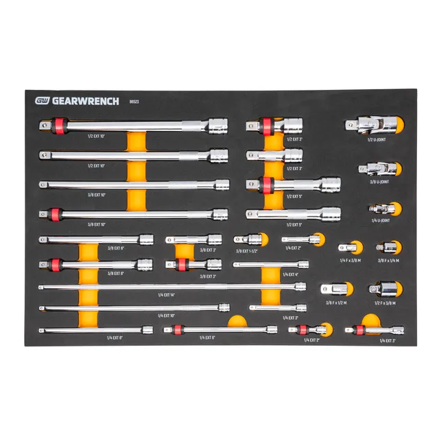 gearwrench-86523-29-pc-1-4-3-8-1-2-drive-chrome-tool-accessories-set-with-eva-fo image 1