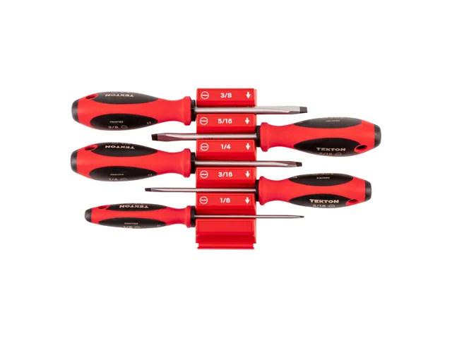 tekton-dwa90101-slotted-screwdriver-set-5-piece-4-inch-shank-drivers-with-tri-lo image 1