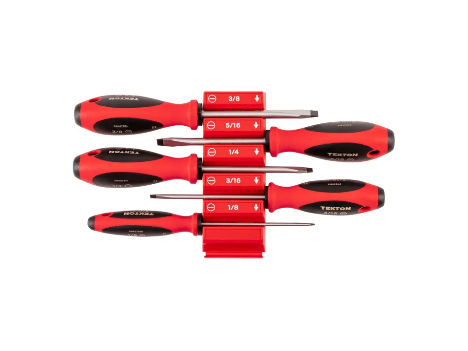 tekton-dwa90101-slotted-screwdriver-set-5-piece-4-inch-shank-drivers-with-tri-lo image 1