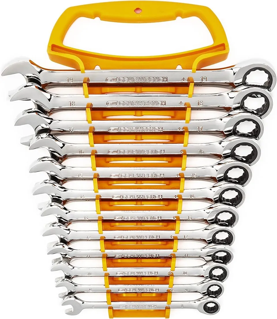 gearwrench-9412-12-piece-12-point-ratcheting-metric-combination-wrench-set image 1