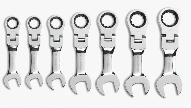 gearwrench-9570-7-piece-12-point-stubby-flex-head-ratcheting-combination-wrench- image 1