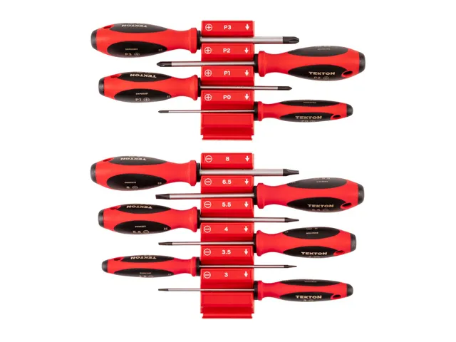 tekton-dwz90116-phillips-and-slotted-screwdriver-set-10-piece-4-inch-shank-drive image 1