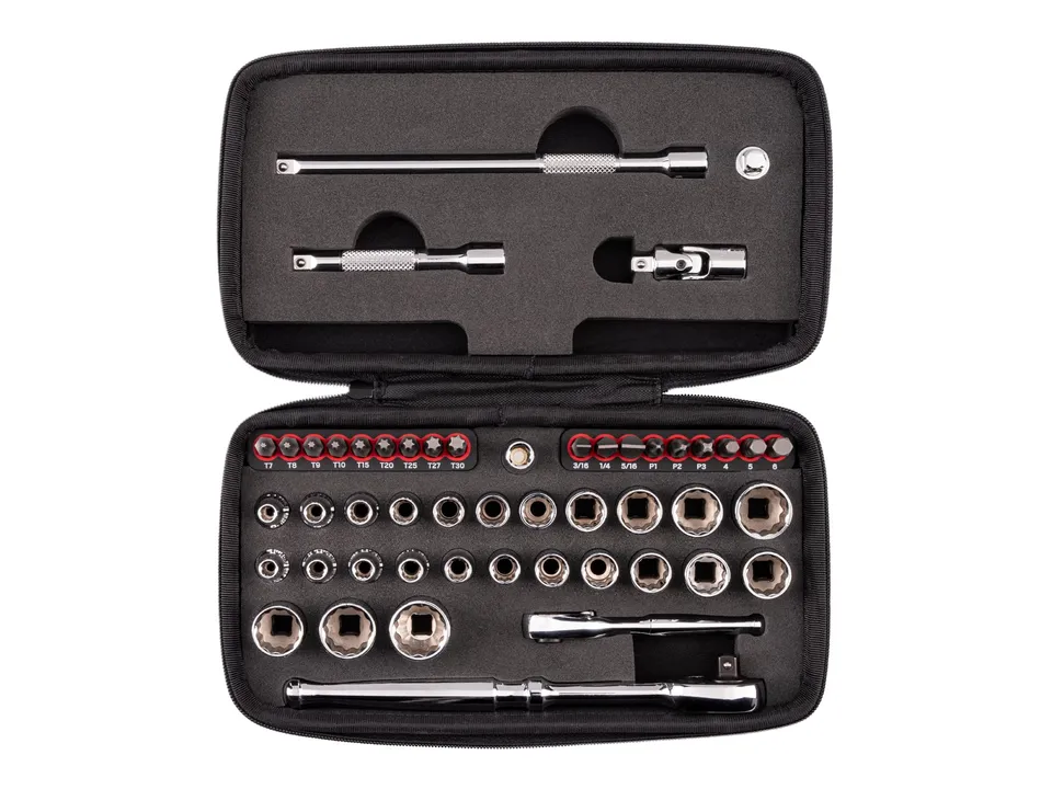 tekton-skt07905-1-4-inch-drive-12-point-small-engine-socket-bit-and-ratchet-set- image 1