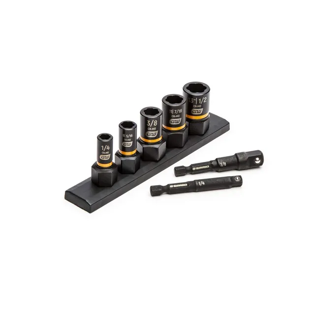 gearwrench-83911-7-pc-1-4-and-3-8-drive-sae-bolt-biter-extraction-socket-set image 1