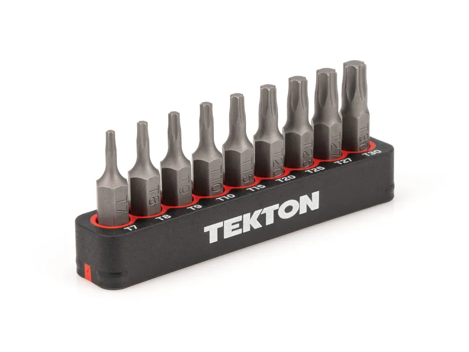 tekton-dzt93001-1-4-inch-star-bit-set-with-rail-9-piece-t7-t30-30-mm-extra-long- image 1