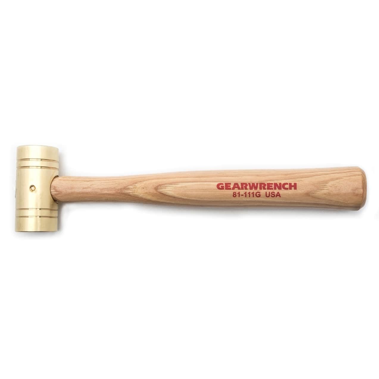 gearwrench-81-111g-1-lb-brass-hammer-with-hickory-handle-usa-made image 1