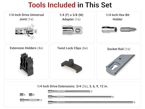 tekton-sha90101-extension-and-accessory-set-with-rail-9-piece-1-4-in-drive-with- image 6