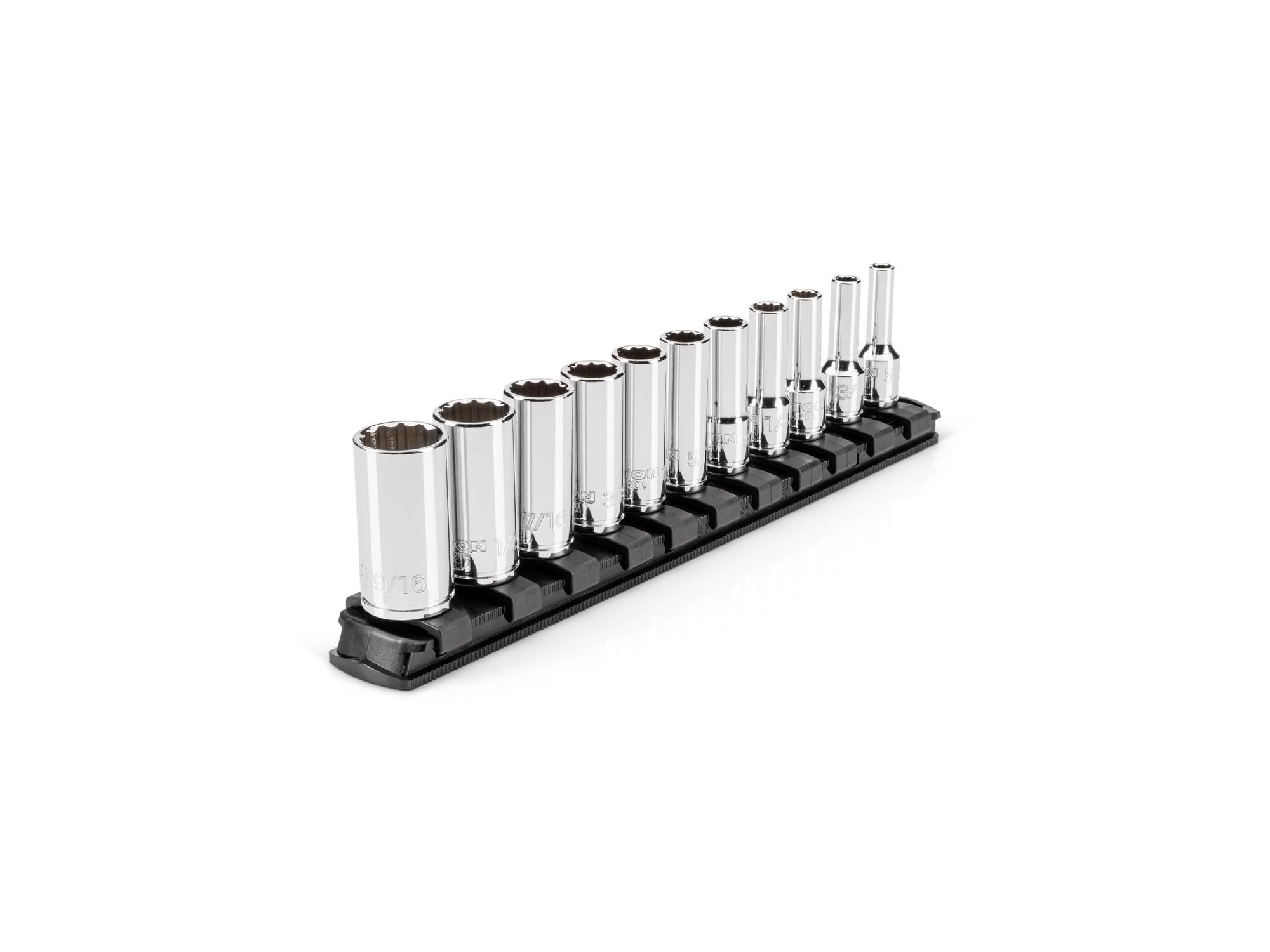 tekton-shd90119-1-4-inch-drive-semi-deep-12-point-socket-set-with-rail-11-piece- image 1