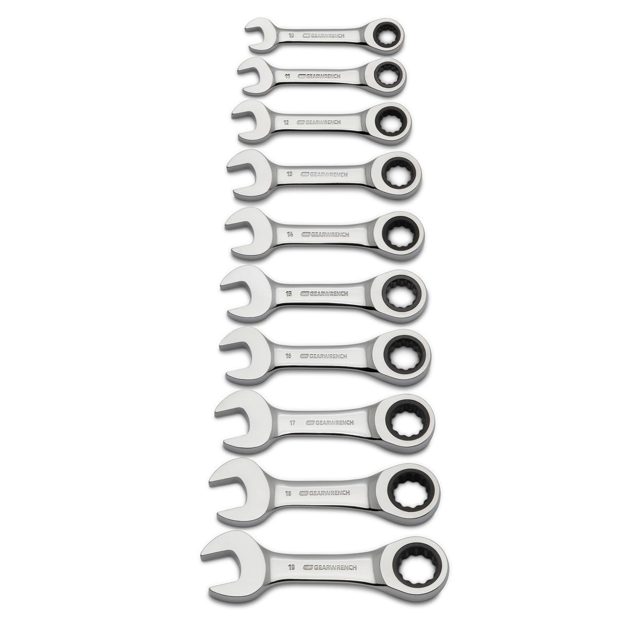 gearwrench-9520d-10-piece-12-point-stubby-ratcheting-combination-wrench-set-metr image 1