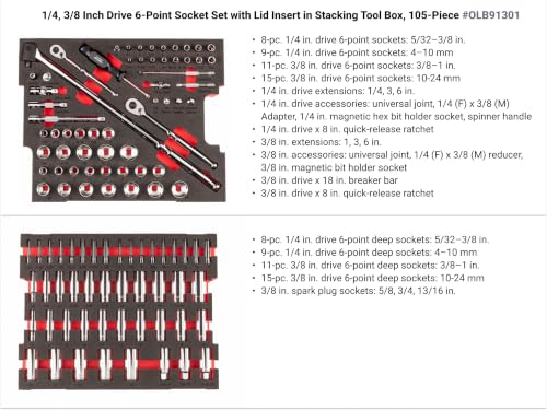 tekton-olb91301-1-4-and-3-8-inch-drive-6-point-socket-ratchet-set-105-piece image 8