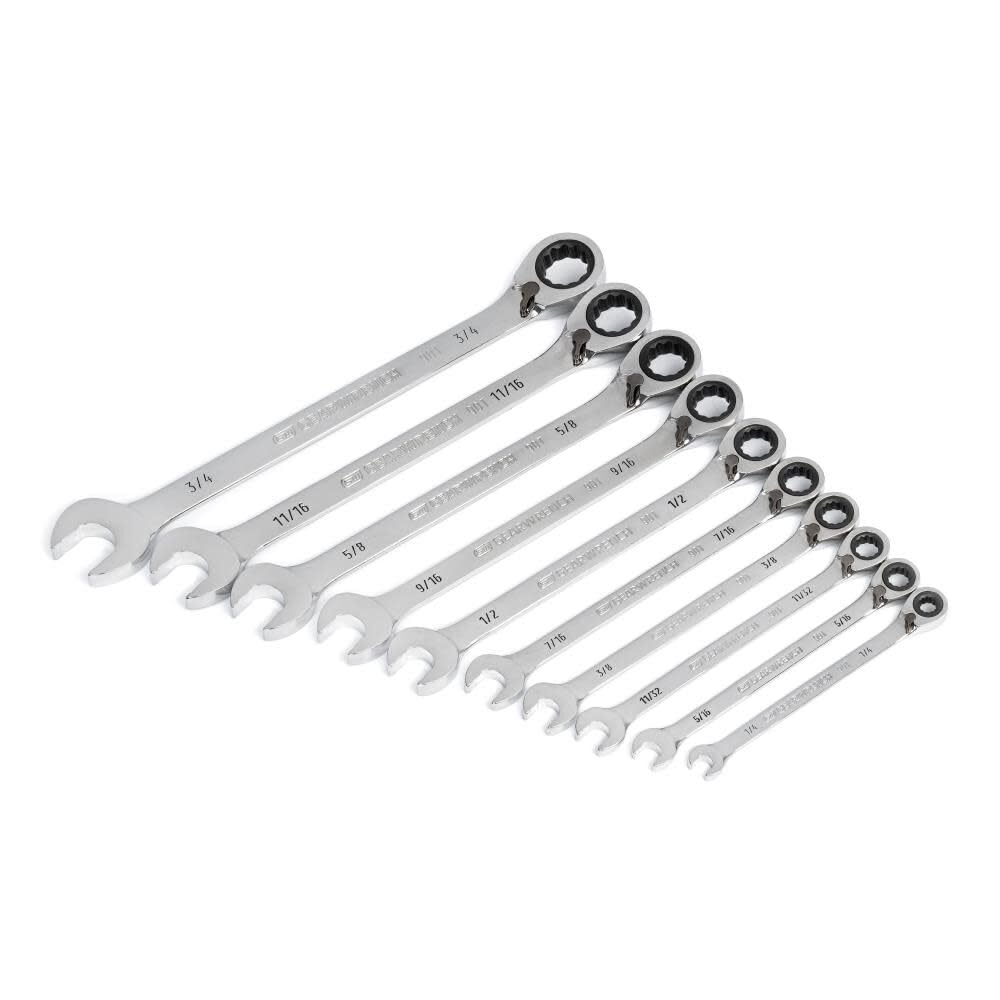 gearwrench-86658-10-piece-90-tooth-12-point-sae-reversible-ratcheting-wrench-set image 4