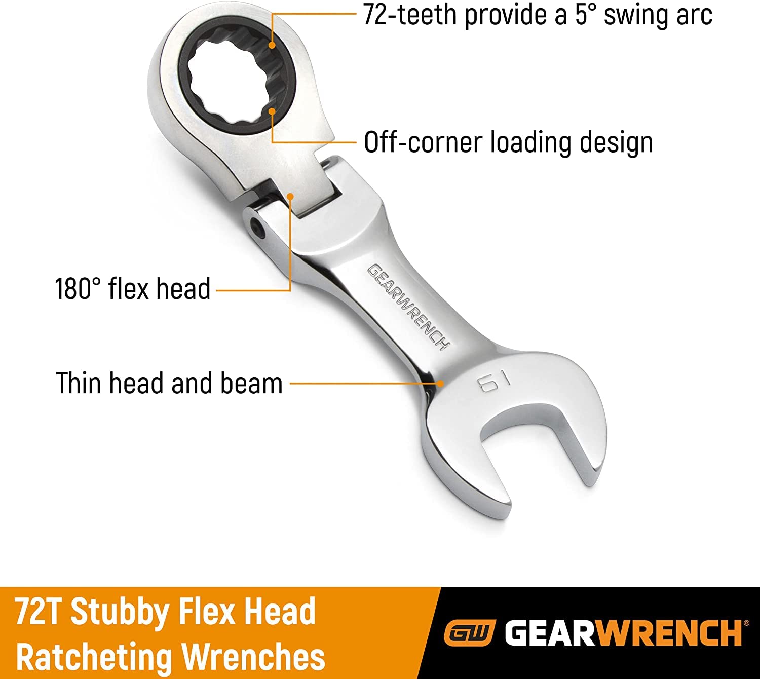 gearwrench-9570-7-piece-12-point-stubby-flex-head-ratcheting-combination-wrench- image 2