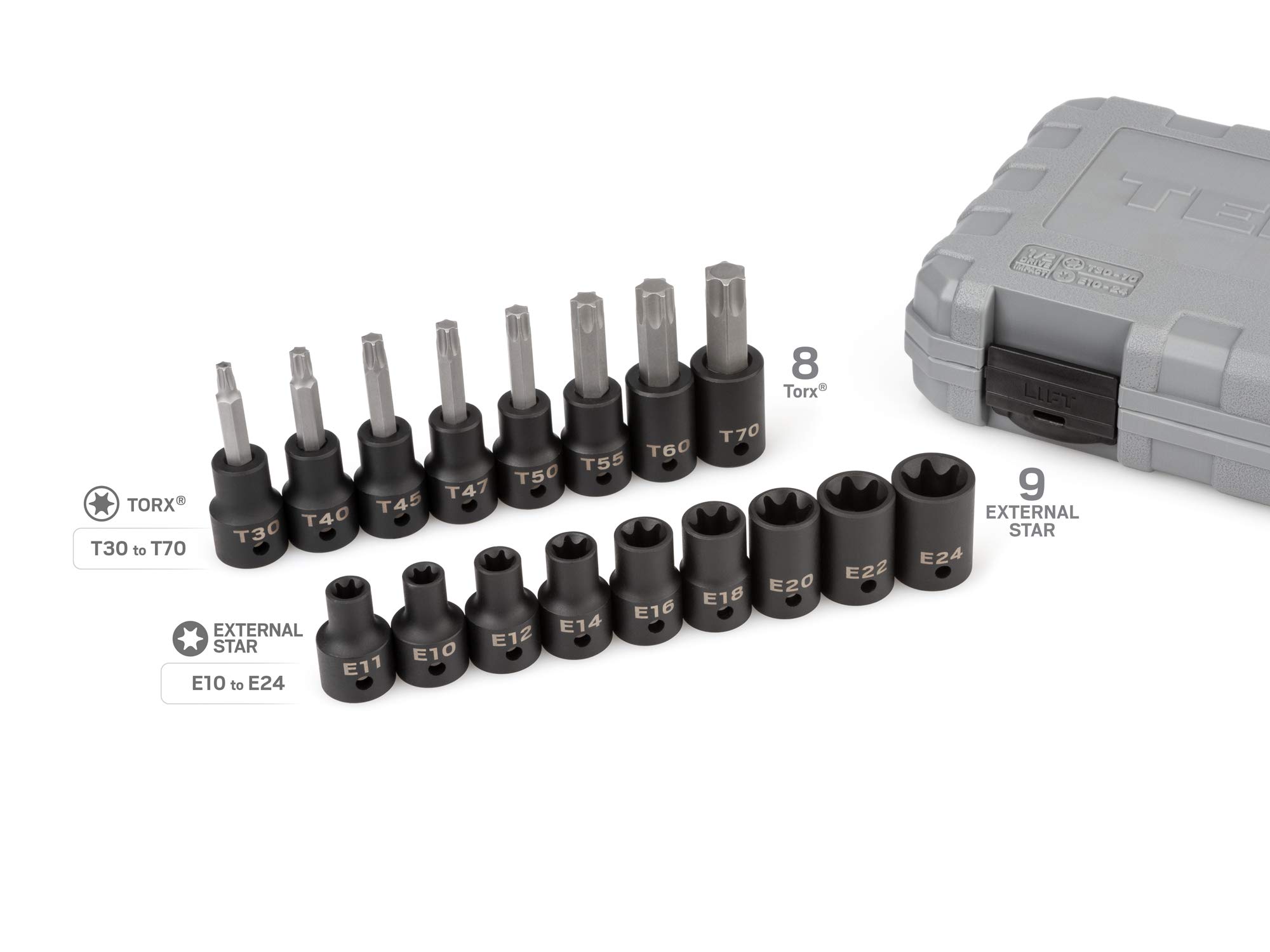 tekton-skt25801-1-2-inch-drive-torx-and-external-star-impact-socket-set-17-piece image 2