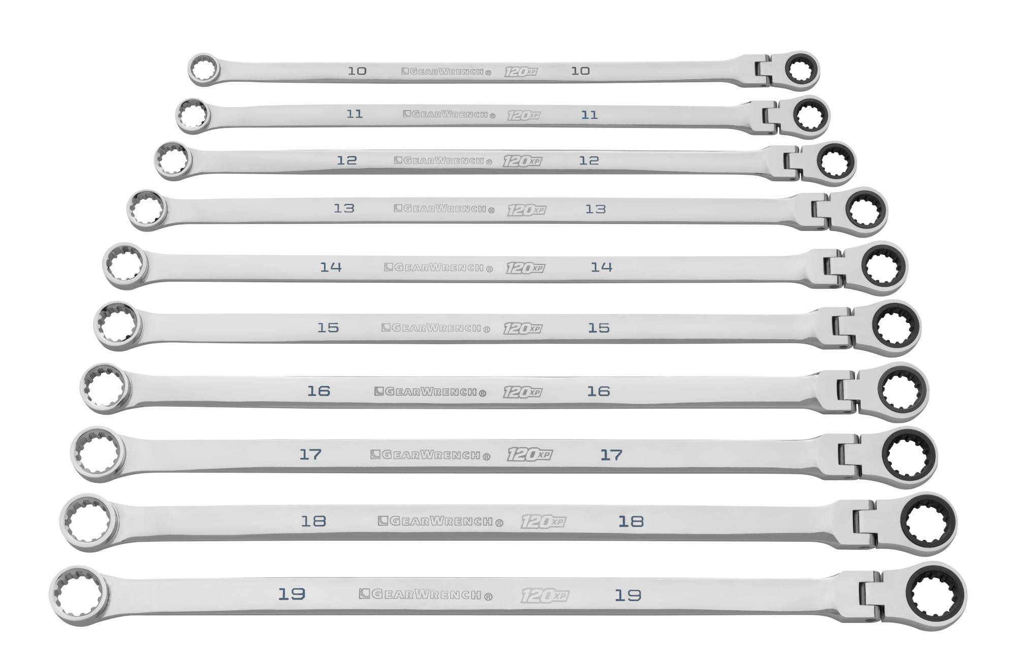 gearwrench-86126-10-piece-120xp-universal-spline-xl-flex-head-gearbox-metric-rat image 1