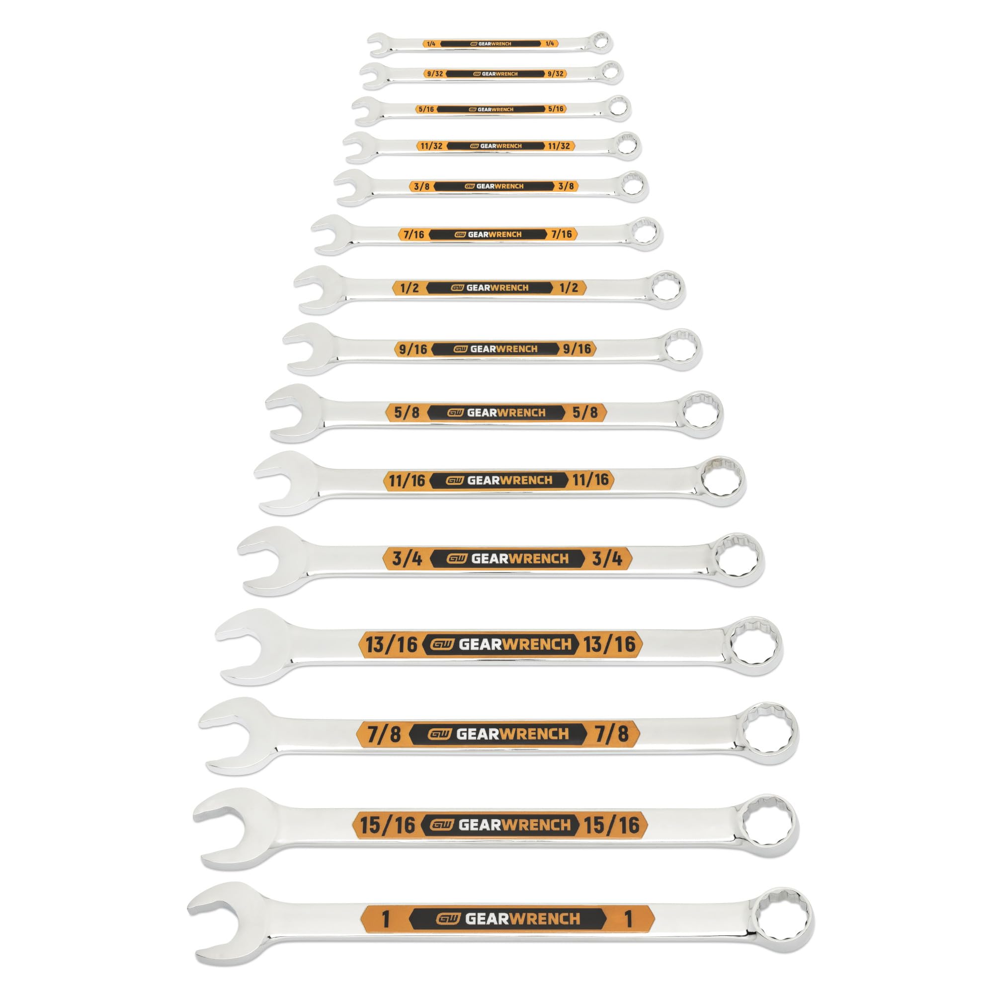 gearwrench-81901h-15-piece-sae-hi-viz-long-pattern-combination-wrench-set image 1