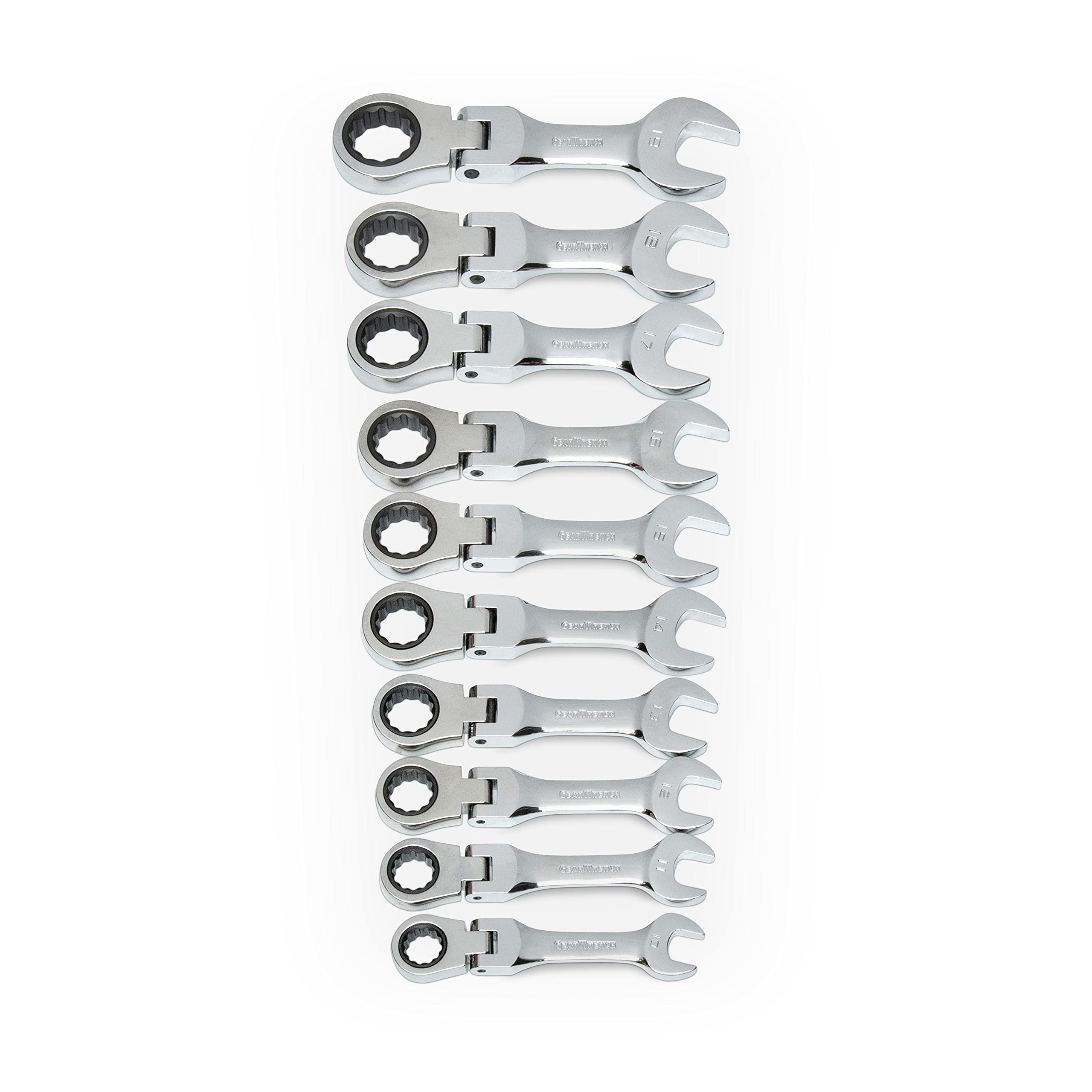 gearwrench-9550-10-pc-12-pt-stubby-flex-head-ratcheting-combination-wrench-set-m image 4