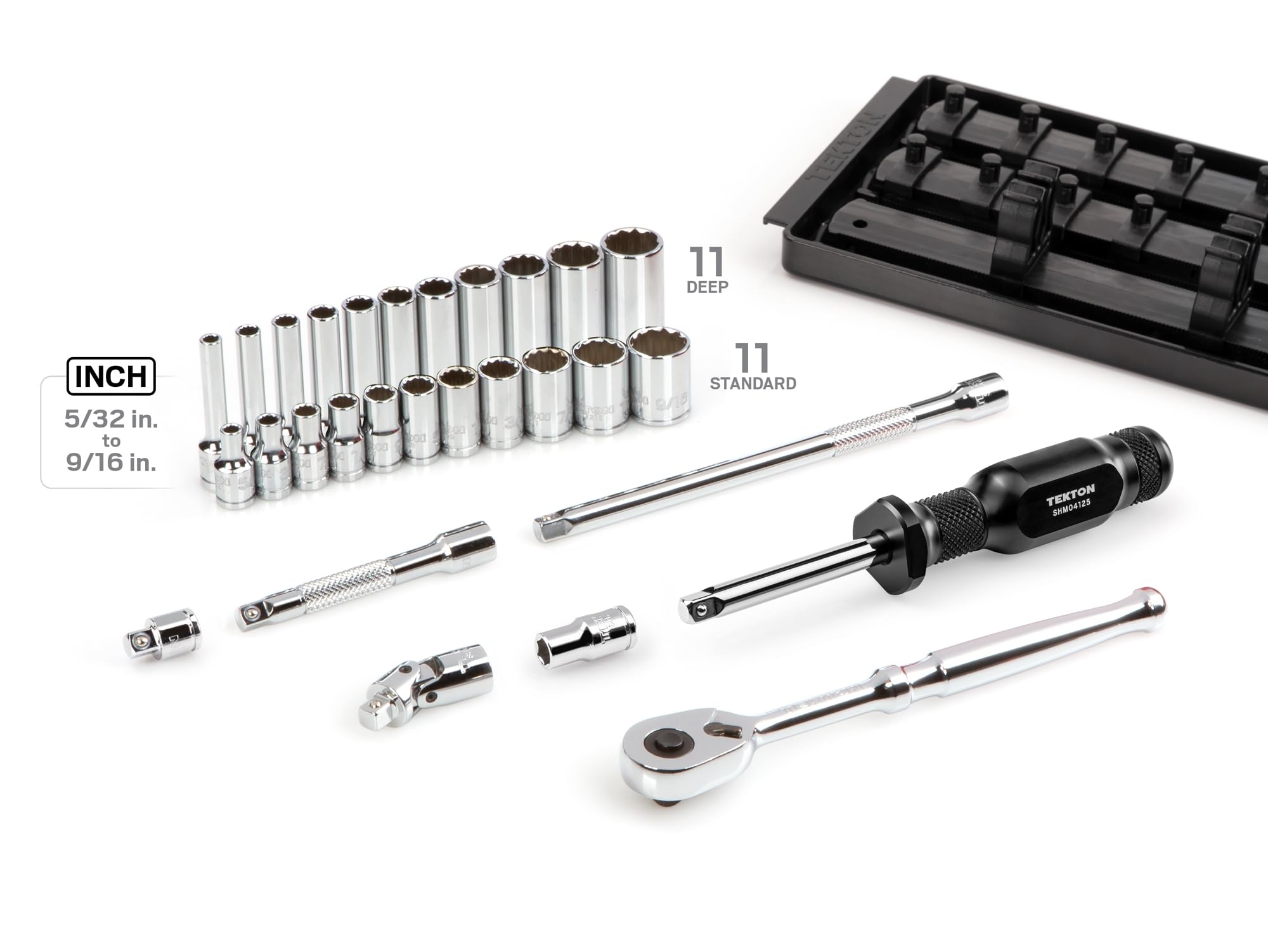 tekton-skt03102-1-4-inch-drive-12-point-socket-and-ratchet-set-29-piece image 2
