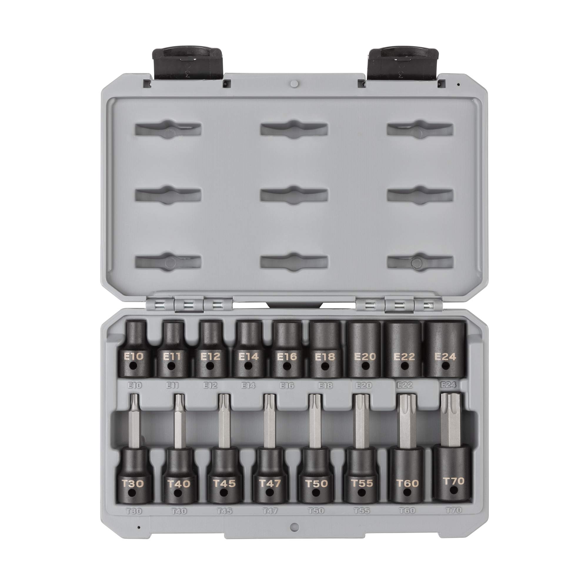tekton-skt25801-1-2-inch-drive-torx-and-external-star-impact-socket-set-17-piece image 1