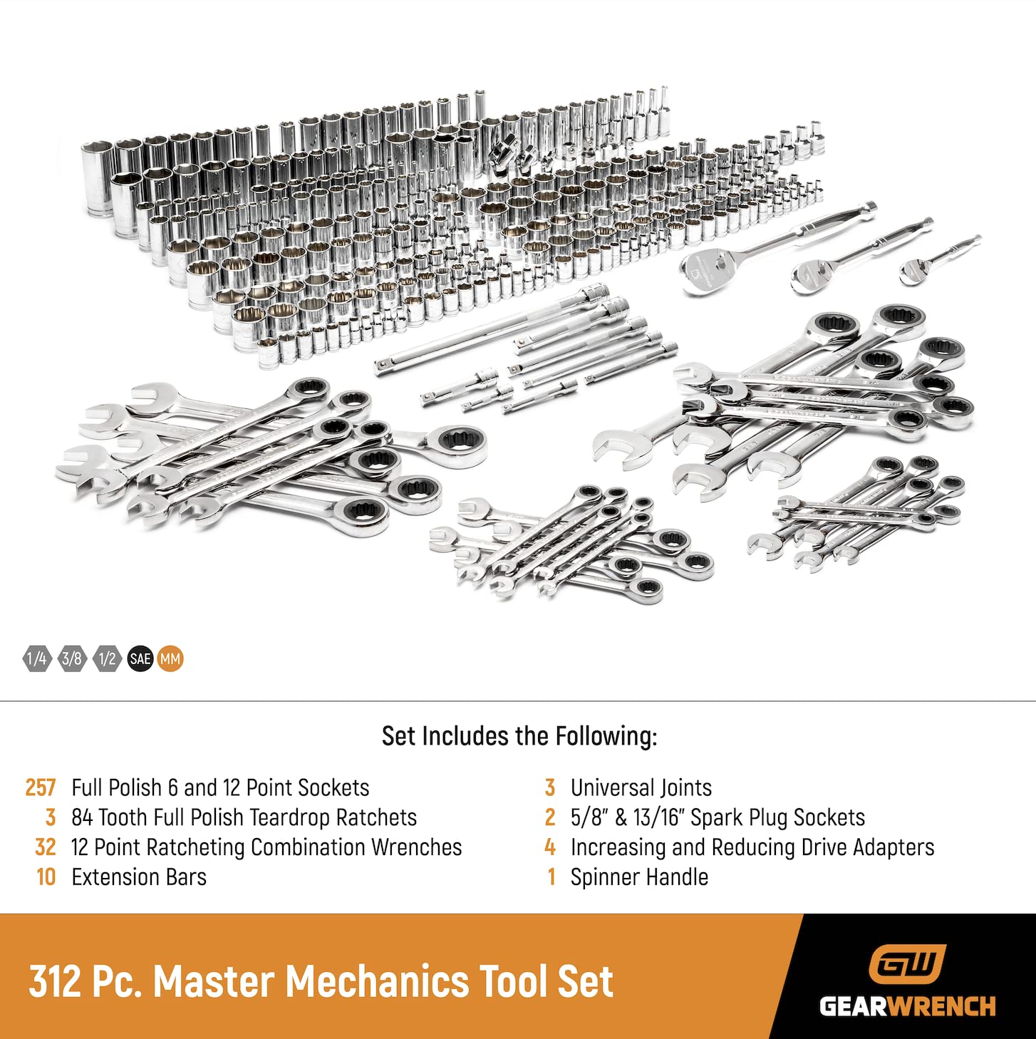 gearwrench-89071-312-piece-master-mechanics-tool-set-with-84-tooth-ratchets-sock image 4