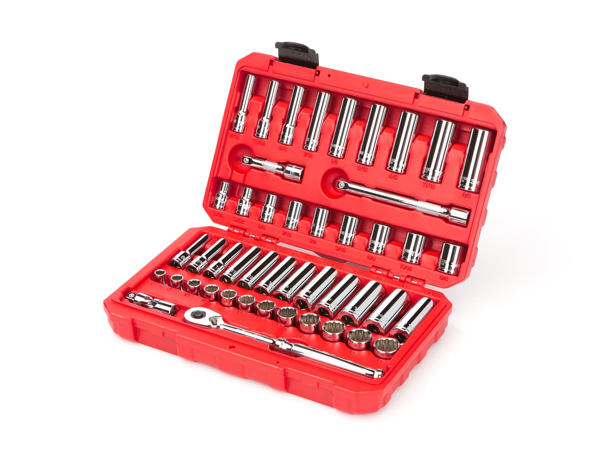 tekton-skt15302-3-8-inch-drive-12-point-socket-and-ratchet-set-46-piece-with-cas image 2