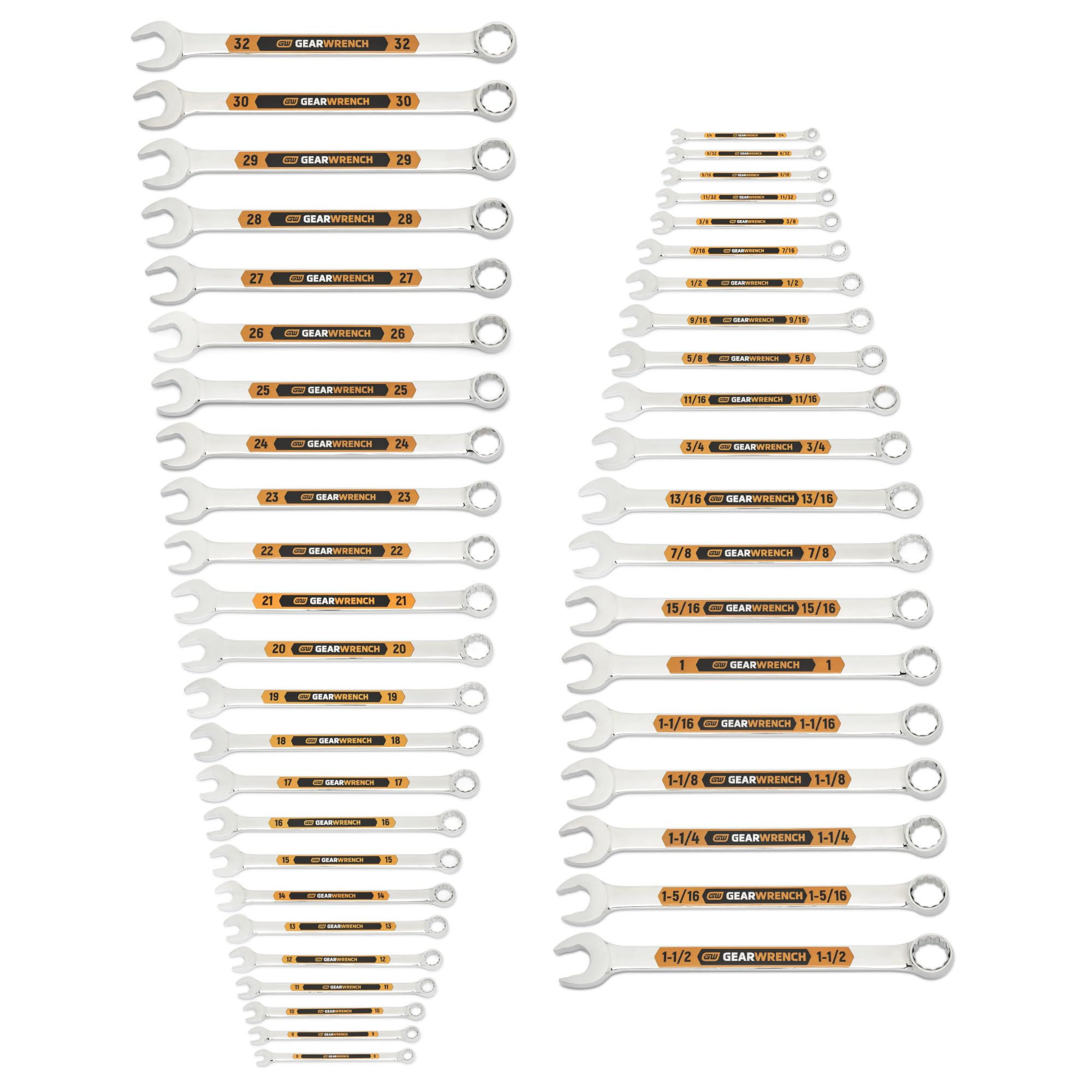 gearwrench-81901h-15-piece-sae-hi-viz-long-pattern-combination-wrench-set image 8