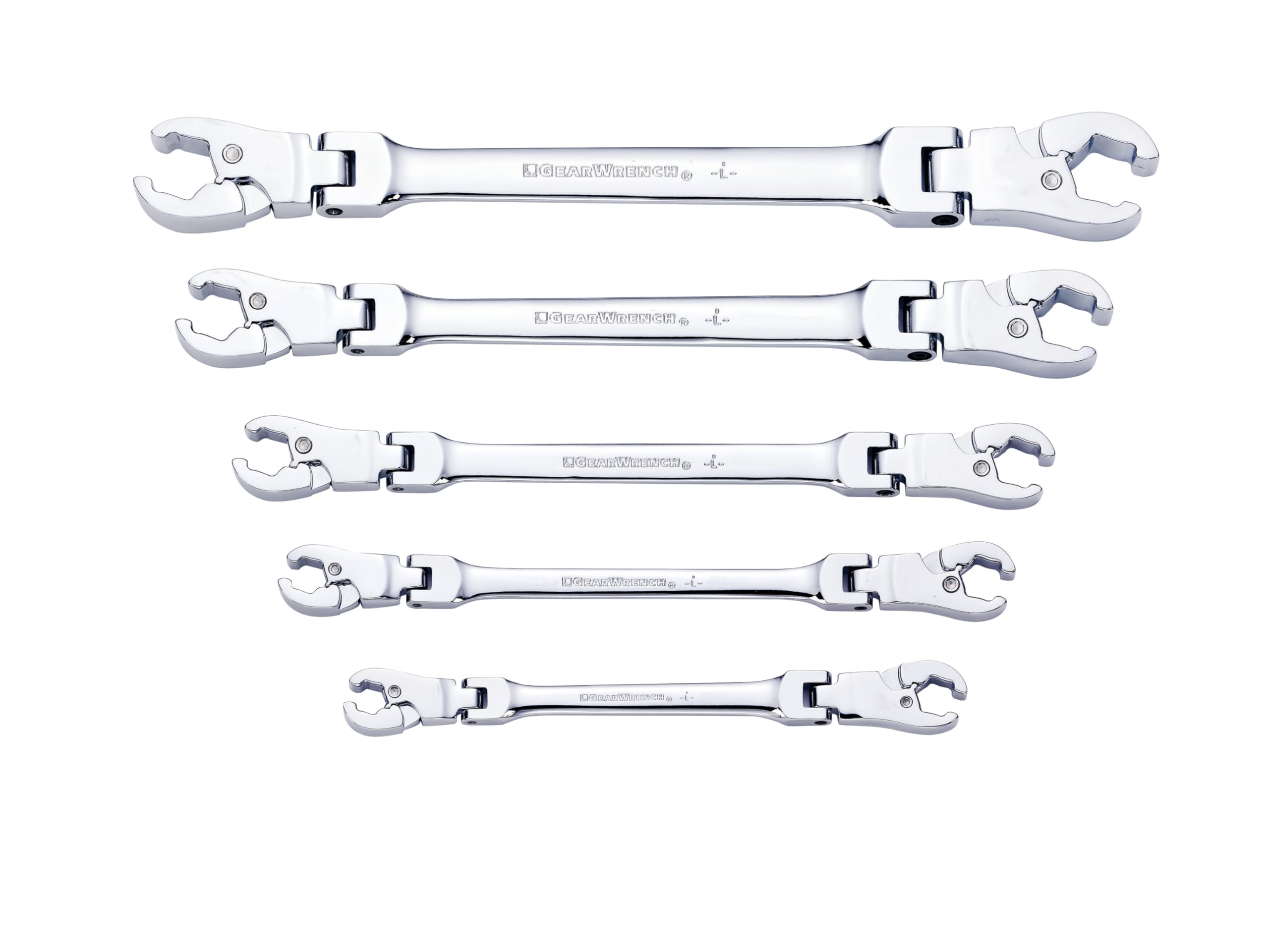 gearwrench-89100-5-pc-ratcheting-flex-head-flare-nut-wrench-set-sae image 1