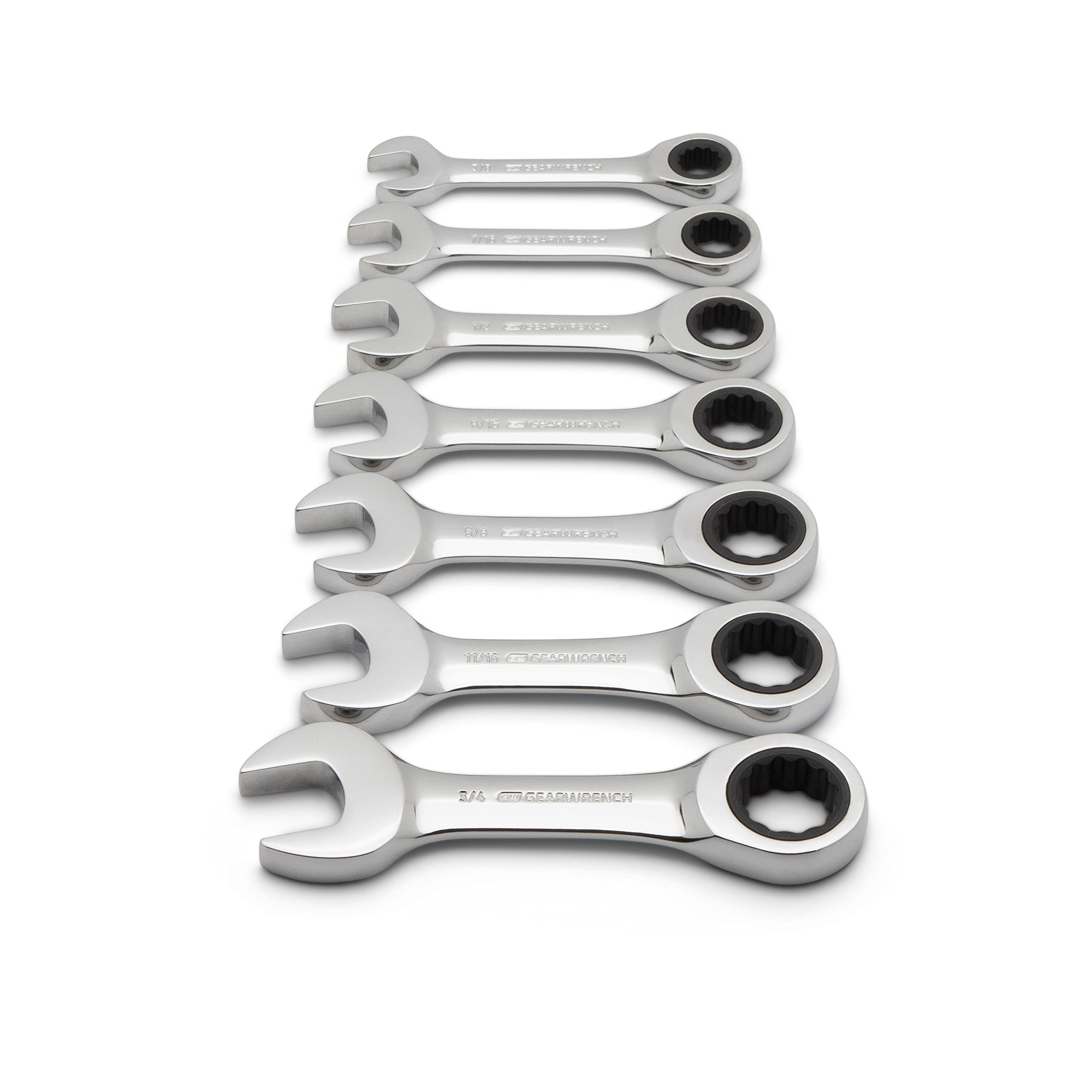 gearwrench-9507d-7-piece-12-point-stubby-ratcheting-combination-wrench-set-sae image 1