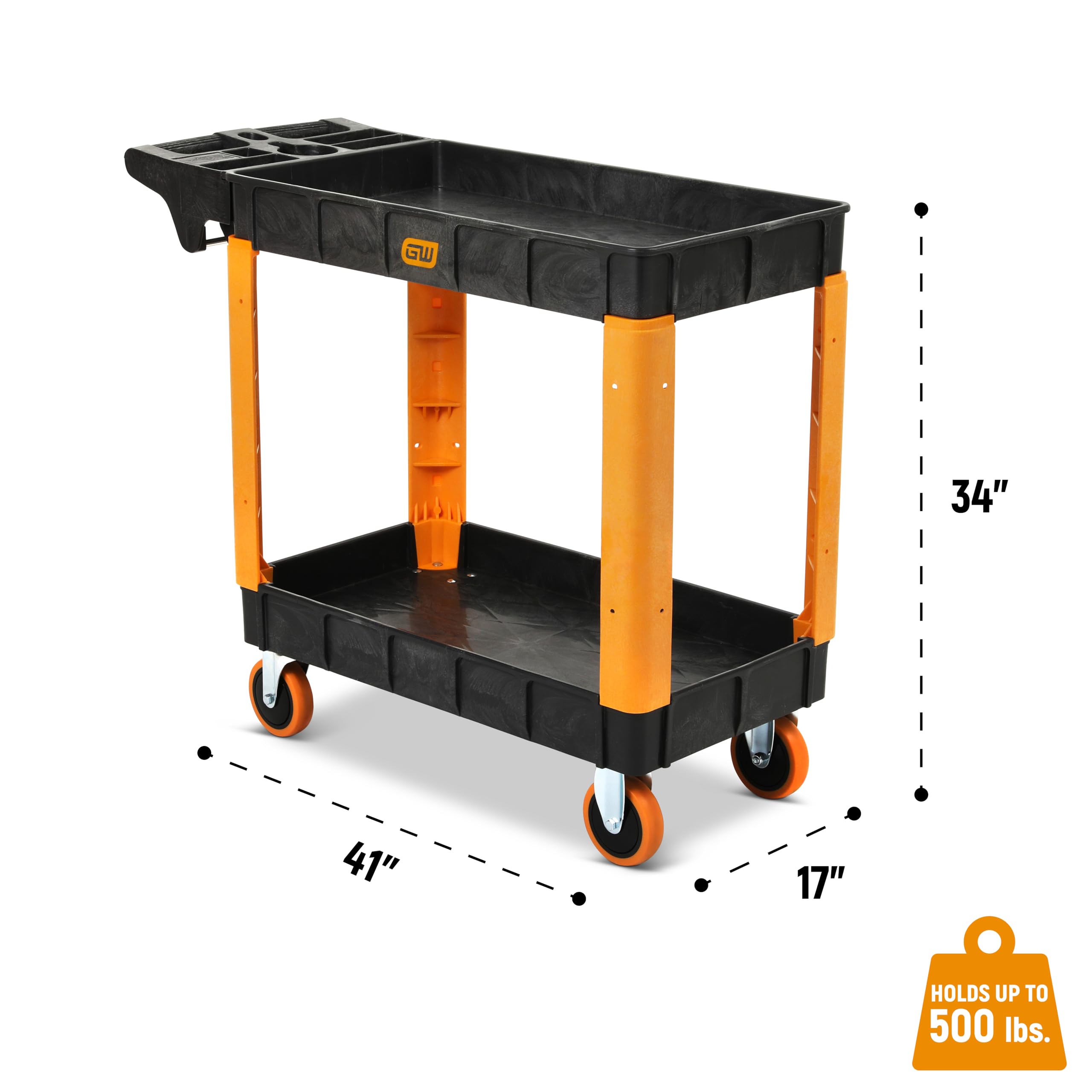 gearwrench-gwpscs-40-2-shelf-heavy-duty-utility-cart-500-lb-capacity-shop-servic image 3