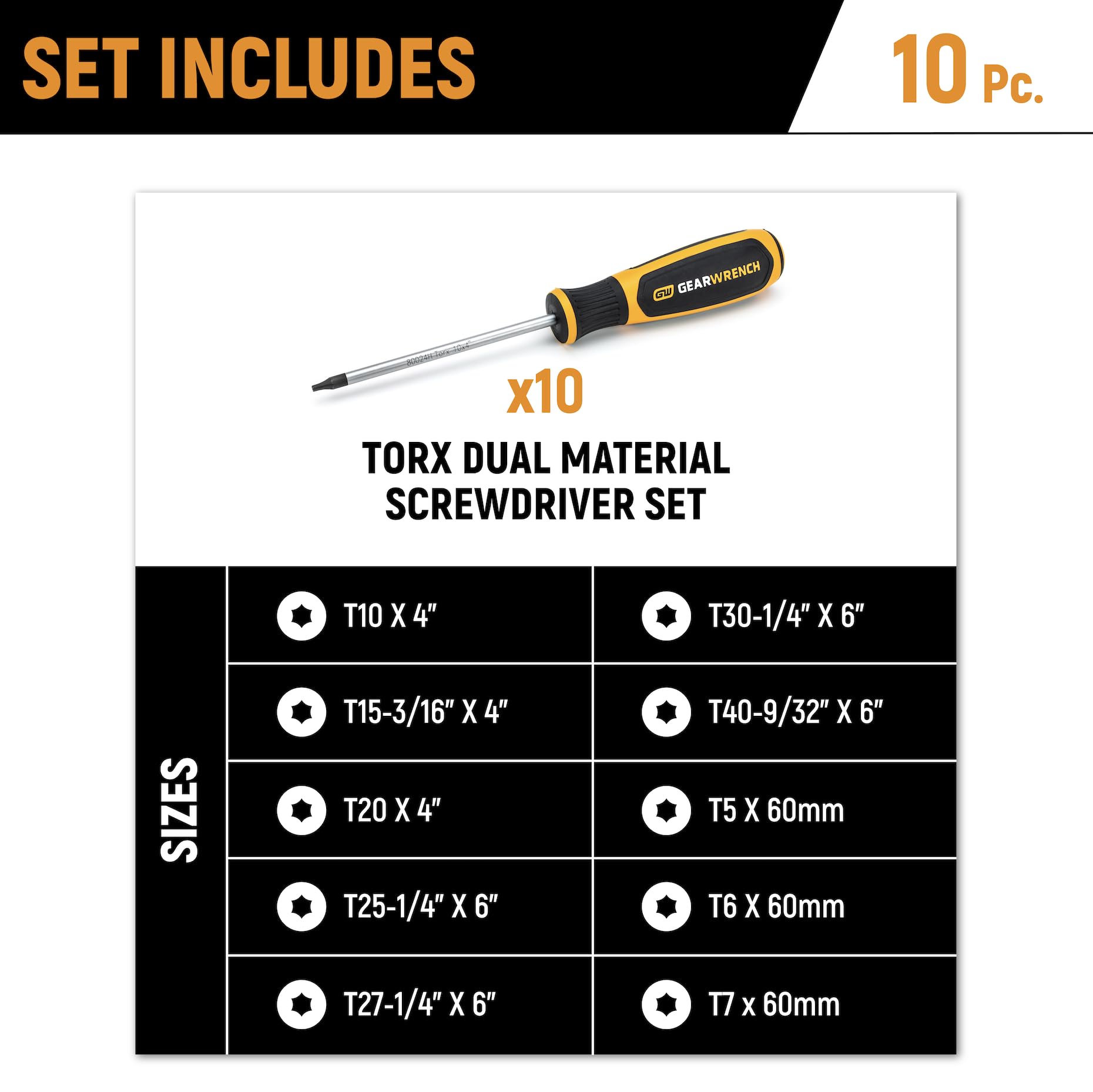 gearwrench-gwmsscrtx-10-piece-torx-dual-material-screwdriver-set-with-foam-stora image 6
