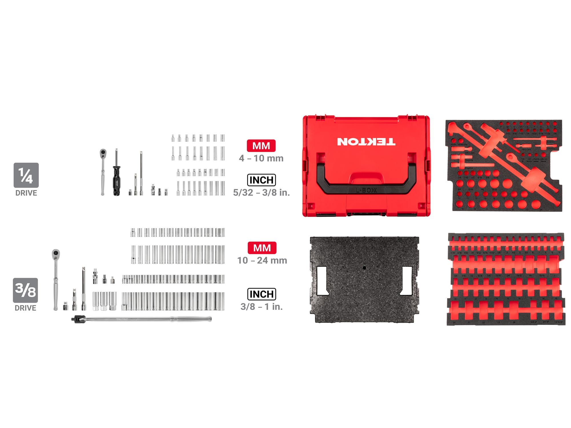 tekton-olb91301-1-4-and-3-8-inch-drive-6-point-socket-ratchet-set-105-piece image 5
