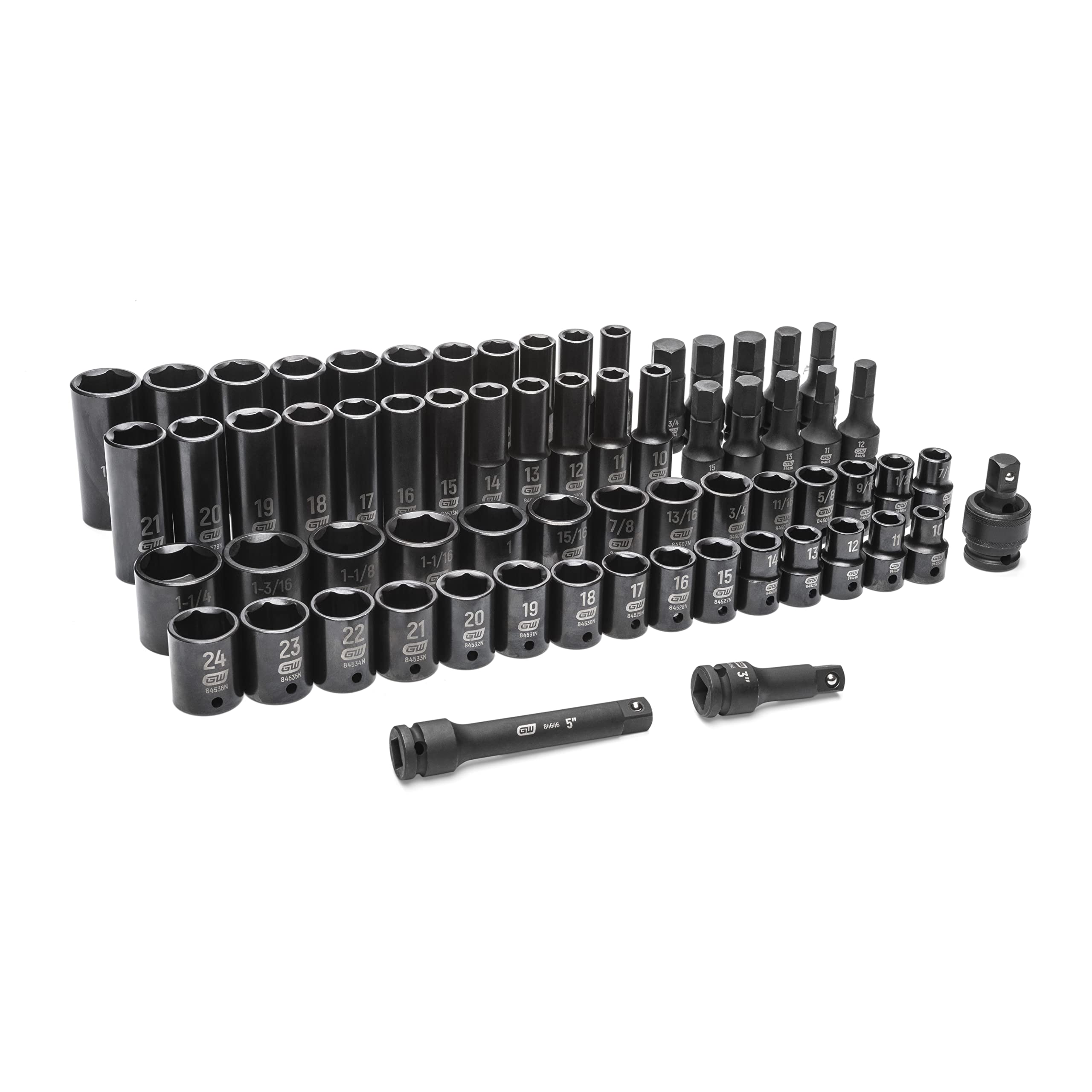 gearwrench-89095-65-piece-1-2-drive-standard-deep-sae-mm-impact-socket-set image 1