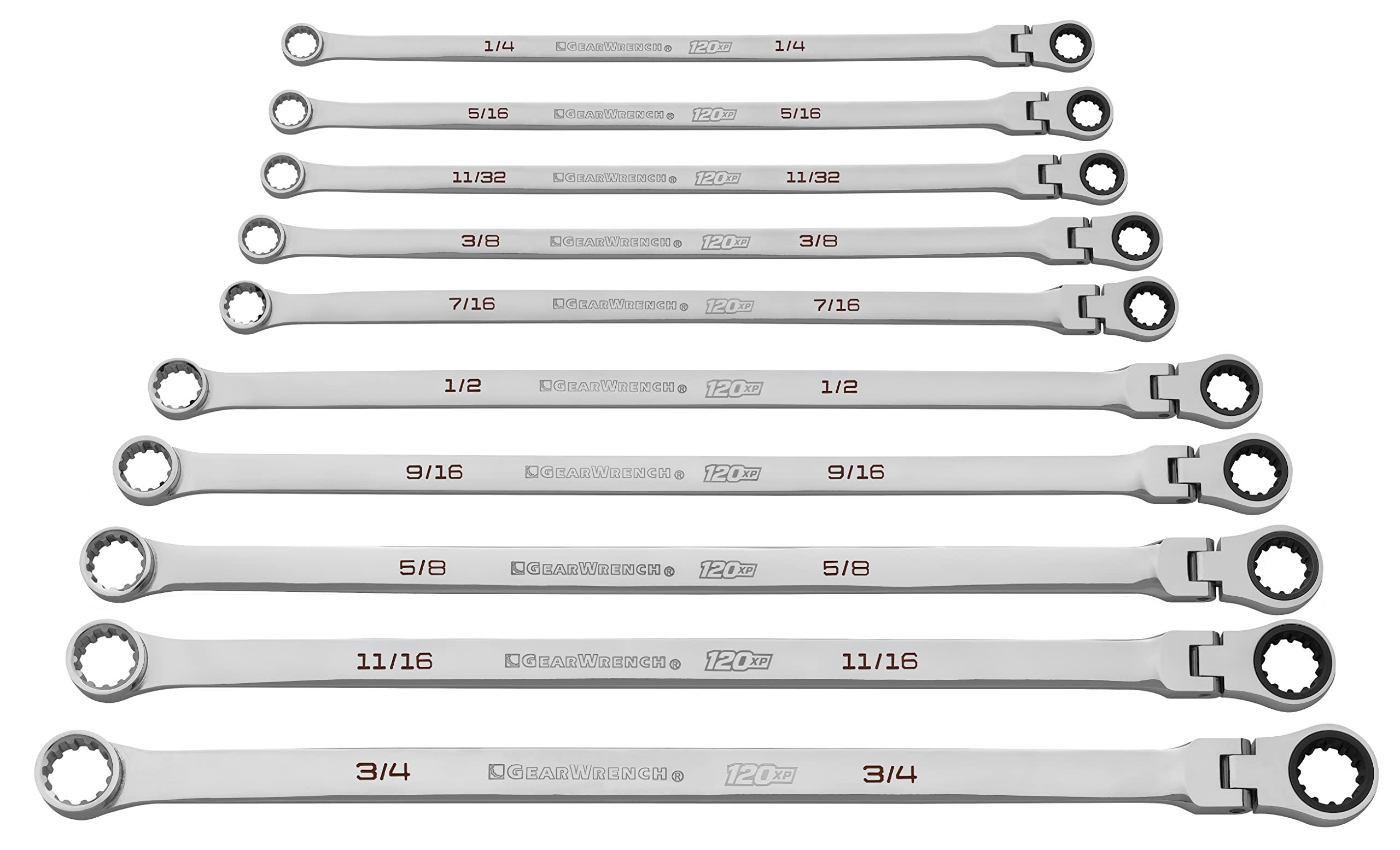 gearwrench-86142-10-pc-120xp-universal-spline-xl-flex-head-gearbox-ratcheting-sa image 1