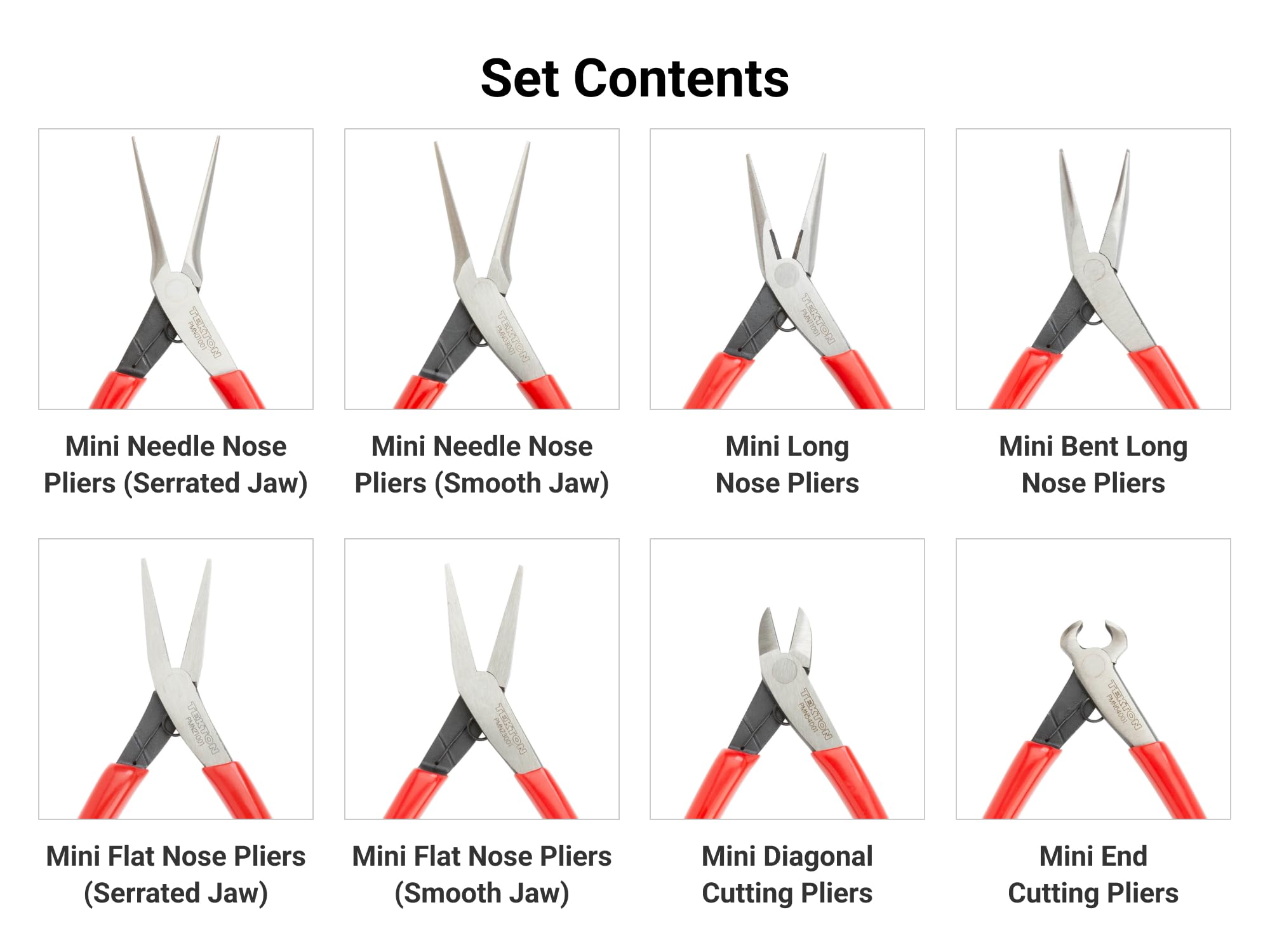 tekton-pmn99910-mini-pliers-set-with-roll-8-piece-needle-nose-long-nose-bent-lon image 2