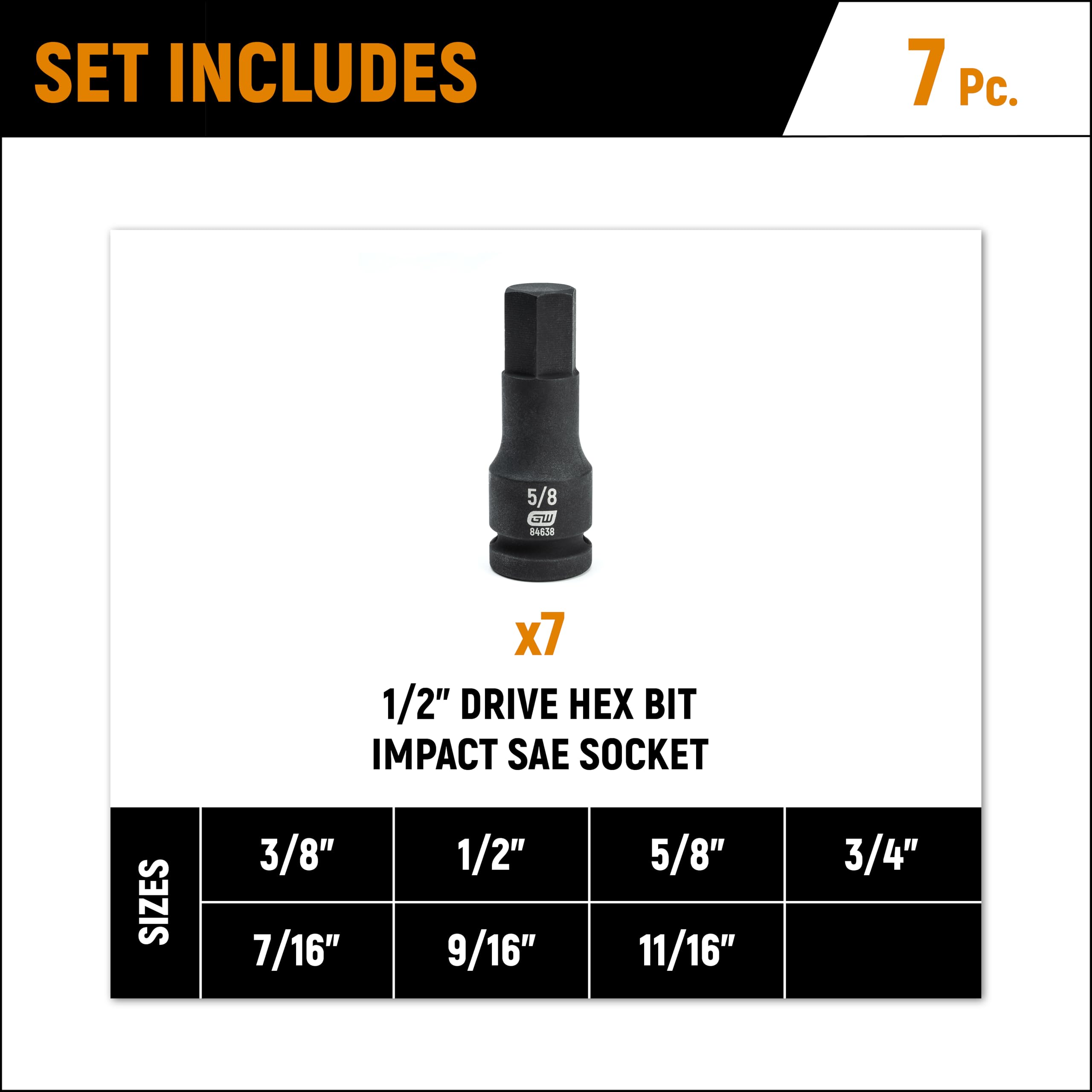 gearwrench-84940-7-piece-1-2-drive-hex-bit-impact-socket-set-metric-chrome-molyb image 2
